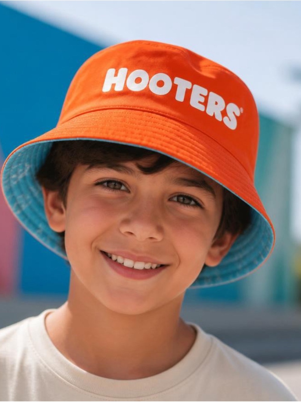 Hooters Orange Bucket Hat with Blue Reversible Lining